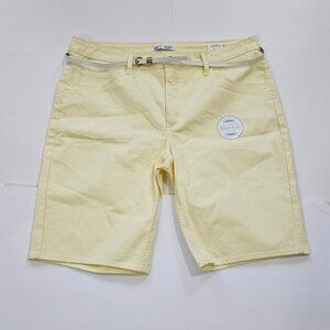 Women's Riders by Lee Plus Size Belted Bermuda Shorts - Yellow - 18M - NWT